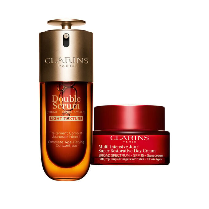 Double Serum Light & Super Restorative Set | 1,7 oz Double Serum Light & Super Restorative Tagescreme LSF | Anti-Aging-Serum & Feuchtigkeitscreme