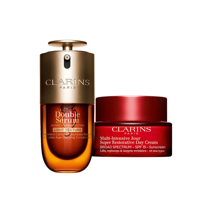 Double Serum Light & Super Restorative Tagescreme mit LSF 15 | 1 oz Double Serum Light & Super Restorative Tagescreme mit LSF 15 | Anti-Aging-Serum & Feuchtigkeitscreme-Duo