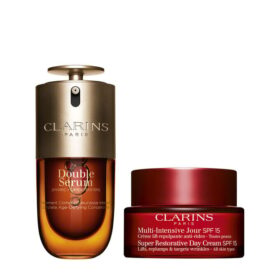 Double Serum & Super Restorative Set | 1 oz Double Serum & Super Restorative Tagescreme mit LSF 15 | Anti-Aging-Serum & Feuchtigkeitscreme-Duo