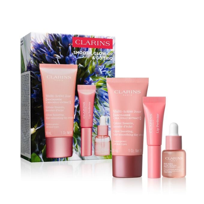 Smooth, Glow-Up + Go Trio | Multi-Active-Set | Für einen verfeinerten Teint und strahlenden Glanz